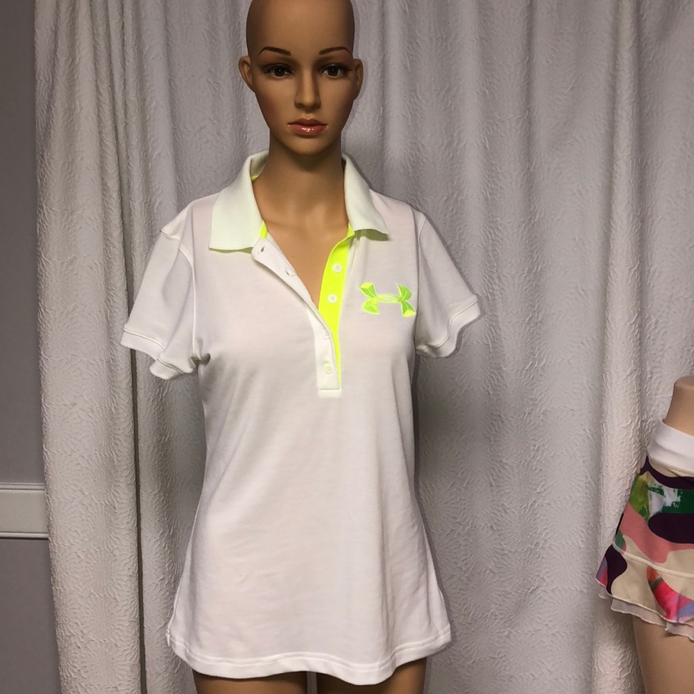 under armour polo shirts womens white and neon